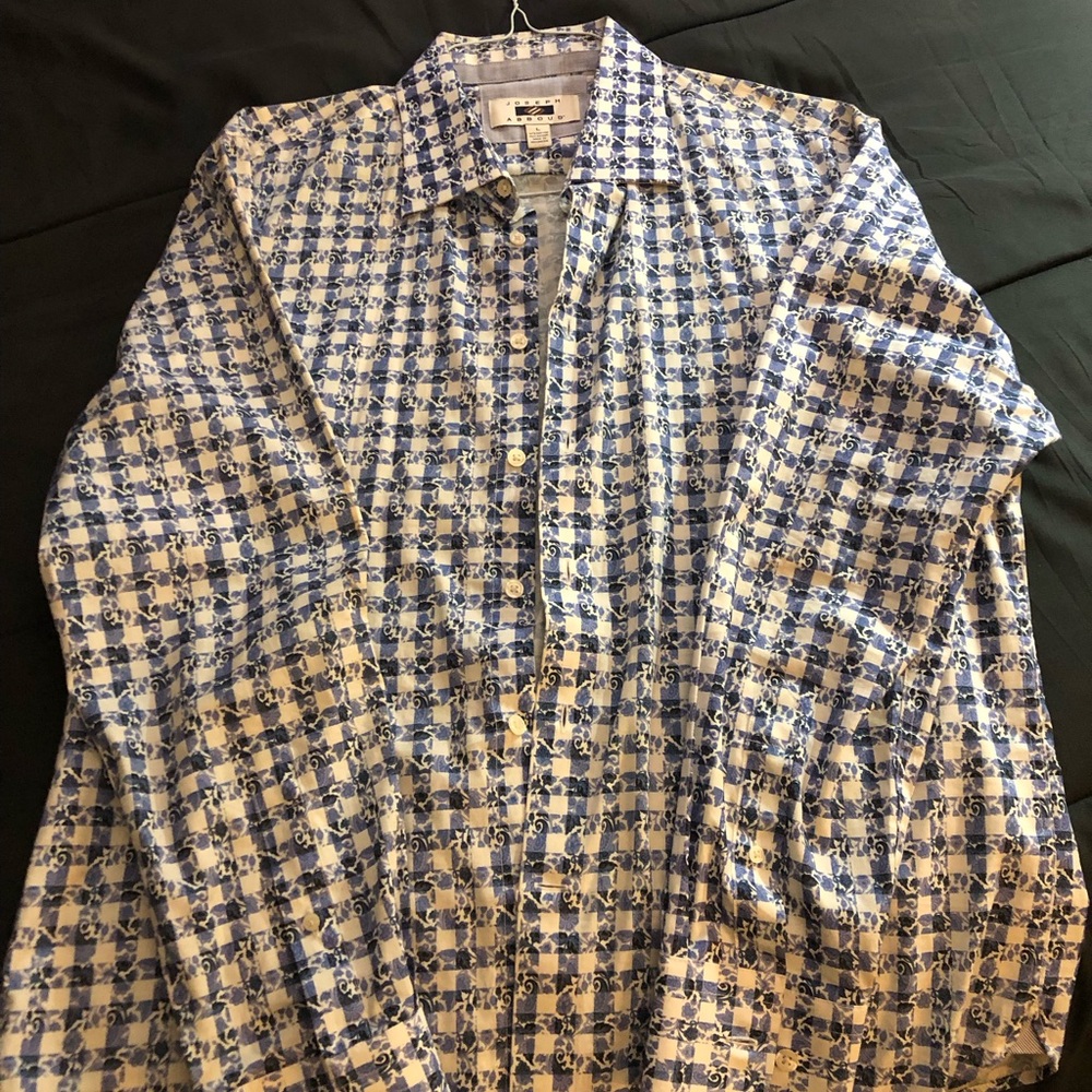 Joseph Abboud Blue and White Geometric Shirt